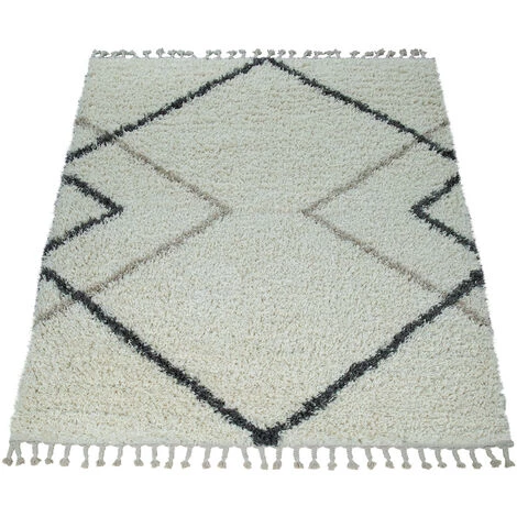 Paco Home Tapis Beige Poils Longs Salon Design Losanges Aspect Scandinave Doux À Franges 60x100 Cm 5 Paco Home Tapis Beige Poils Longs Salon Design Losanges Aspect Scandinave Doux À Franges 60x100 Cm – Image 5