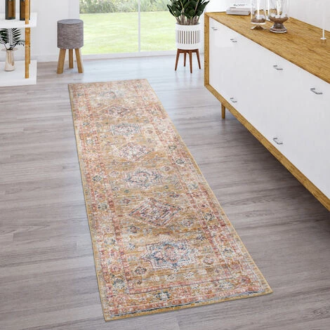 Paco Home Tapis De Salon Poils Ras Vintage Motif Orient Avec Bordure Moderne Jaune Rouge 60x100 Cm 2 Paco Home Tapis De Salon Poils Ras Vintage Motif Orient Avec Bordure Moderne Jaune Rouge 60x100 Cm – Image 2