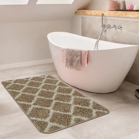 Paco Home Tapis De Bain Moderne Design Losanges Poils Longs Tapis Salle De Bain Beige Blanc Ø 80 Cm Rond 1 Paco Home Tapis De Bain Moderne Design Losanges Poils Longs Tapis Salle De Bain Beige Blanc Ø 80 Cm Rond