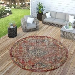 Paco Home Tapis Extérieur Terrasse Rouge Balcon Oriental Design Résistant Aux Intempéries 60x100 Cm -Tapis et paillasson Soldes 50627181 3