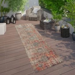 Paco Home Tapis Extérieur Terrasse Rouge Balcon Oriental Design Résistant Aux Intempéries 60x100 Cm -Tapis et paillasson Soldes 50627181 4