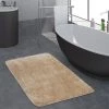 Paco Home Tapis Salle De Bain Moderne Poils Longs Uni Tapis De Bain Antidérapant Beige 40x55 Cm