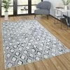 Paco Home Tapis De Salon Poils Ras Tapis Vintage Scandinave Moderne Gris Blanc Cassé 120x170 Cm
