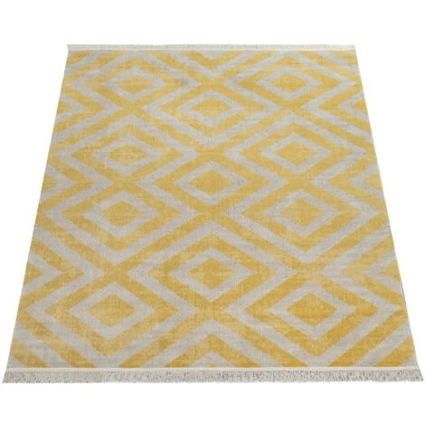Paco Home Tapis Balcon Jaune Terrasse Extérieur Style Scandinave Design Losanges Résistant Aux Intempéries Doux 60x100 Cm 3 Paco Home Tapis Balcon Jaune Terrasse Extérieur Style Scandinave Design Losanges Résistant Aux Intempéries Doux 60x100 Cm – Image 3