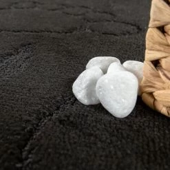 Paco Home Tapis Salle De Bain Moderne Antidérapant Tapis De Bain Empreintes De Pas Uni Noir Ø 80 Cm Rond -Tapis et paillasson Soldes 50627243 3