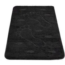 Paco Home Tapis Salle De Bain Moderne Antidérapant Tapis De Bain Empreintes De Pas Uni Noir Ø 80 Cm Rond -Tapis et paillasson Soldes 50627243 4