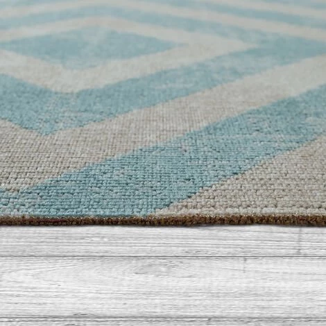 Paco Home Tapis Extérieur Bleu Blanc Balcon Terrasse Motif Losanges Design Scandinave 60x100 Cm 2 Paco Home Tapis Extérieur Bleu Blanc Balcon Terrasse Motif Losanges Design Scandinave 60x100 Cm – Image 2