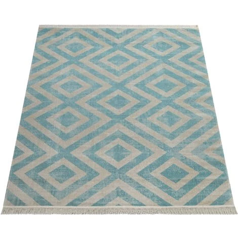 Paco Home Tapis Extérieur Bleu Blanc Balcon Terrasse Motif Losanges Design Scandinave 60x100 Cm 3 Paco Home Tapis Extérieur Bleu Blanc Balcon Terrasse Motif Losanges Design Scandinave 60x100 Cm – Image 3