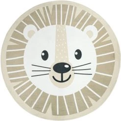 Paco Home Tapis Rond Chambre Enfant Tapis De Jeux Tapis Bébé Motif Lions Beige Blanc 80 Cm Rond -Tapis et paillasson Soldes 50627255 5