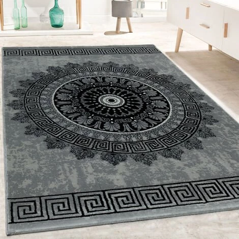 Paco Home Tapis De Créateur Salon Motif Mandala Poils Ras Style Baroque Gris Noir 60x100 Cm 1 Paco Home Tapis De Créateur Salon Motif Mandala Poils Ras Style Baroque Gris Noir 60x100 Cm