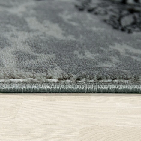 Paco Home Tapis De Créateur Salon Motif Mandala Poils Ras Style Baroque Gris Noir 60x100 Cm 2 Paco Home Tapis De Créateur Salon Motif Mandala Poils Ras Style Baroque Gris Noir 60x100 Cm – Image 2