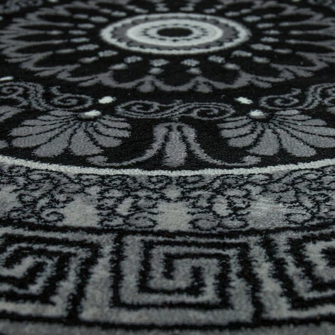 Paco Home Tapis De Créateur Salon Motif Mandala Poils Ras Style Baroque Gris Noir 60x100 Cm 3 Paco Home Tapis De Créateur Salon Motif Mandala Poils Ras Style Baroque Gris Noir 60x100 Cm – Image 3