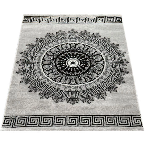 Paco Home Tapis De Créateur Salon Motif Mandala Poils Ras Style Baroque Gris Noir 60x100 Cm 4 Paco Home Tapis De Créateur Salon Motif Mandala Poils Ras Style Baroque Gris Noir 60x100 Cm – Image 4