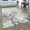 Paco Home Tapis De Salon Motif Marbre Gris Or 3-D Haute Qualité Tapis A Poil Ras 80x150 Cm