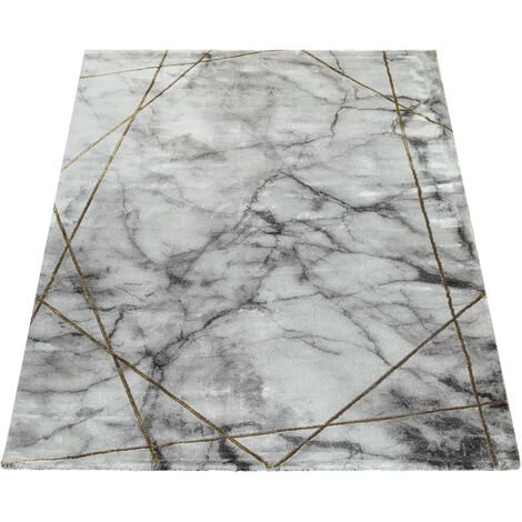 Paco Home Tapis De Salon Motif Marbre Gris Or 3-D Haute Qualité Tapis A Poil Ras 80x150 Cm 4 Paco Home Tapis De Salon Motif Marbre Gris Or 3-D Haute Qualité Tapis A Poil Ras 80x150 Cm – Image 4