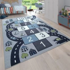 Paco Home Tapis Pour Enfants, Tapis De Jeu Pour Chambres D'enfants, Boîtes Gonflables Et Rues, Gris 80x150 Cm