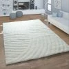 Paco Home Tapis à Poils Hauts Tapis à La Main Tufted Waves Design Contour Contour Cut Cuddly Uni Blanc 60x100 Cm