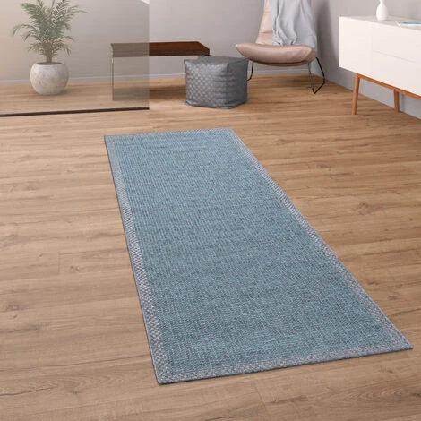 Paco Home Tapis Intérieur & Extérieur Balcon Terrasse Cuisine Bordures Design Turquoise 80x150 Cm 2 Paco Home Tapis Intérieur & Extérieur Balcon Terrasse Cuisine Bordures Design Turquoise 80x150 Cm – Image 2