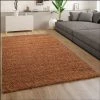 Paco Home Tapis Shaggy Tapis Salon Shaggy Poil Long Moderne Monochrome Beige Marron 120x170 Cm
