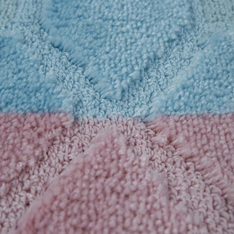 Paco Home Tapis De Bain, Tapis Poils Ras Salle De Bain Motif À Carreaux, Pastel Bleu Rose 70x120 Cm 3 Paco Home Tapis De Bain, Tapis Poils Ras Salle De Bain Motif À Carreaux, Pastel Bleu Rose 70x120 Cm – Image 3