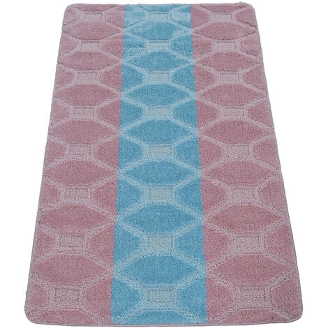 Paco Home Tapis De Bain, Tapis Poils Ras Salle De Bain Motif À Carreaux, Pastel Bleu Rose 70x120 Cm 4 Paco Home Tapis De Bain, Tapis Poils Ras Salle De Bain Motif À Carreaux, Pastel Bleu Rose 70x120 Cm – Image 4