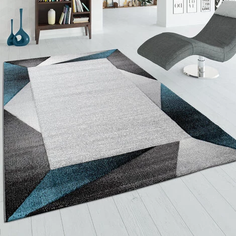 Paco Home Tapis De Salon Poils Ras Avec Bordure Et Effet 3D, Beige Et Turquoise 60x110 Cm 1 Paco Home Tapis De Salon Poils Ras Avec Bordure Et Effet 3D, Beige Et Turquoise 60x110 Cm