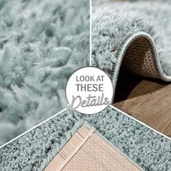 Paco Home Tapis Shaggy Tapis De Salon Poil Long Doux Moderne Motif Monochrome Turquoise 100x200 Cm -Tapis et paillasson Soldes 50627532 5