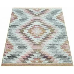 Paco Home Tapis De Salon, Poils Ras Moderne Avec Motif Losanges, Tons Pastel Colorés 70x140 Cm -Tapis et paillasson Soldes 50627537 3