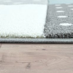 Paco Home Tapis Enfant Couleurs Pastel À Carreaux Pois Cœurs Étoiles Blanc Gris Bleu Ø 160 Cm Rond -Tapis et paillasson Soldes 50627580 3