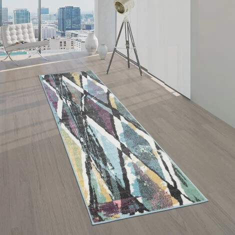 Paco Home Tapis De Créateur Pour Salon, Poils Ras Couleurs Pastel, Look Losanges, Coloré 60x100 Cm 2 Paco Home Tapis De Créateur Pour Salon, Poils Ras Couleurs Pastel, Look Losanges, Coloré 60x100 Cm – Image 2