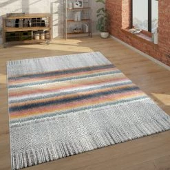 Paco Home Tapis, Tapis À Poils Ras Pour Salon, Style Ethnique, Effet 3D, Coloré 80x150 Cm