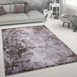 Paco Home Tapis De Salon Tapis De Salon Poils Ras Tapis Vintage Effet Usé Moderne Abstrait 60x100 Cm, Marron
