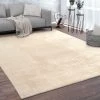 Paco Home Tapis, Tapis À Poils Ras Doux Pour Salon, Très Moelleux, Lavable, Beige 60x100 Cm