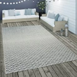 Paco Home Tapis Intérieur & Extérieur Tissage À Plat Géométrique Scandinave Design Losanges En Gris 120x170 Cm