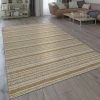 Paco Home Tapis Tissage À Plat Moderne Motif Tissé Rayures Rustique Orient Design En Beige 80x150 Cm
