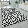 Paco Home Tapis À Poils Ras Salon Moderne 3D Géométrique Motif Losanges Noir Blanc 60x100 Cm
