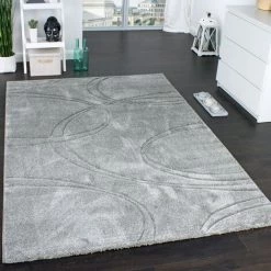 Paco Home Tapis Unicolore Tapis Design à Contours Fait Main Gris 60x110 Cm