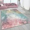 Paco Home Tapis De Salon À Poils Ras Coloré Moderne Galaxie Design Tons Pastel Multicolore 60x100 Cm