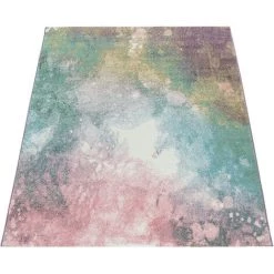 Paco Home Tapis De Salon À Poils Ras Coloré Moderne Galaxie Design Tons Pastel Multicolore 60x100 Cm -Tapis et paillasson Soldes 50628063 4