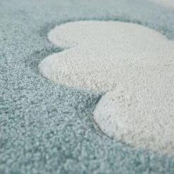 Paco Home Tapis Chambre Enfant Adorable Couleurs Pastel Motif Nuages Poils Ras En Bleu Blanc 133 Cm Carré -Tapis et paillasson Soldes 50628165 3