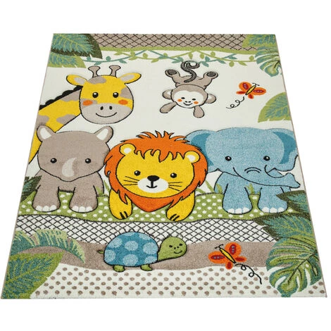 Paco Home Tapis Chambre Enfant Adorable Joyeux Zoo Animaux Jungle Effet 3D En Vert 120x170 Cm 4 Paco Home Tapis Chambre Enfant Adorable Joyeux Zoo Animaux Jungle Effet 3D En Vert 120x170 Cm – Image 4