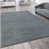 Paco Home Tapis De Salon À Poils Ras Lavable Résistant Monochrome Chiné Argenté 60x110 Cm