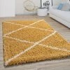 Paco Home Tapis Poils Longs Salon Shaggy Motif Losanges Scandinave, Moderne Jaune 60x100 Cm