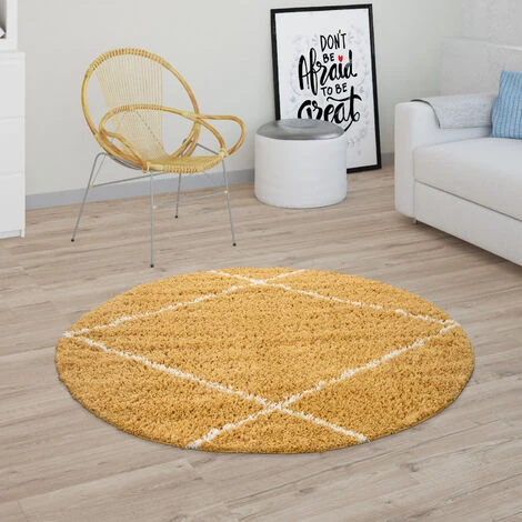 Paco Home Tapis Poils Longs Salon Shaggy Motif Losanges Scandinave, Moderne Jaune 60x100 Cm 2 Paco Home Tapis Poils Longs Salon Shaggy Motif Losanges Scandinave, Moderne Jaune 60x100 Cm – Image 2