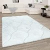 Paco Home Tapis De Salon Shaggy Blanc Poils Longs Doux Moelleux Design 3D Motif Vagues 60x100 Cm