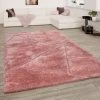Paco Home Tapis De Salon Rose Doux Shaggy Moelleux Motif 3D Abstrait Poils Longs 80x150 Cm