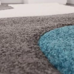 Paco Home Tapis De Créateur Avec Contours Découpés Motif à Carreaux En Turquoise Gris 60x110 Cm -Tapis et paillasson Soldes 50628234 4