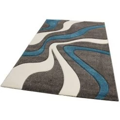 Paco Home Tapis De Créateur Avec Contours Découpés Motif à Carreaux En Turquoise Gris 60x110 Cm -Tapis et paillasson Soldes 50628234 5