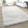 Paco Home Tapis De Salon Poils Longs Shaggy Uni Doux Moderne Crème 60x100 Cm