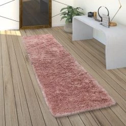 Paco Home Tapis De Salon Poils Longs Shaggy Uni Moderne Doux Pastel Rose Ø 120 Cm Rond -Tapis et paillasson Soldes 50628286 4